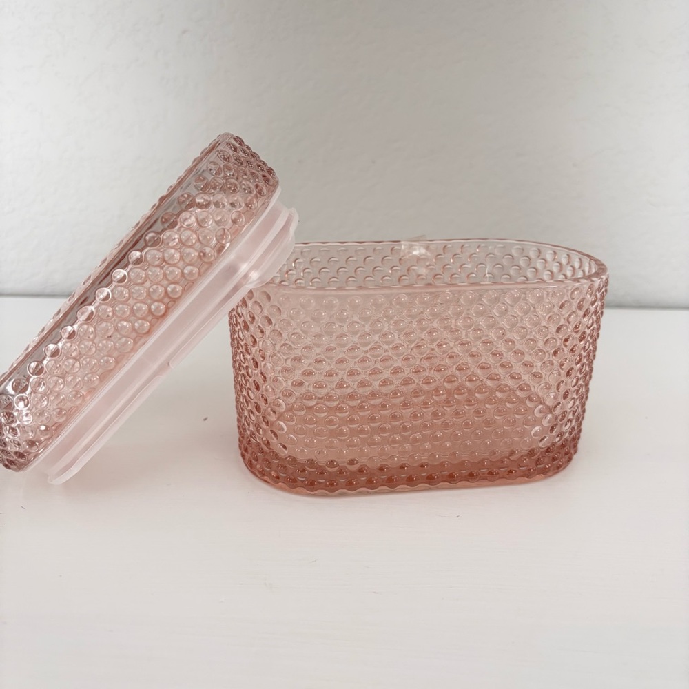 TARGET Hobnail Glass Pink Trinket Box NWT - Picture 3 of 8